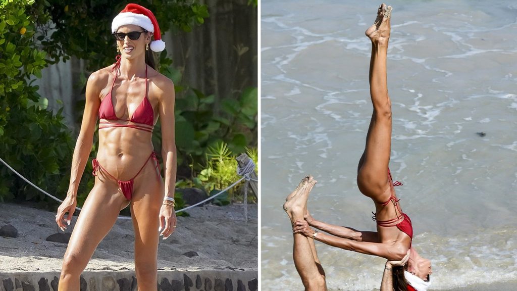 Model Victoria’s Secret Izabel Goulart & Tunangannya Berpose untuk Pemotretan Natal Akrobatik