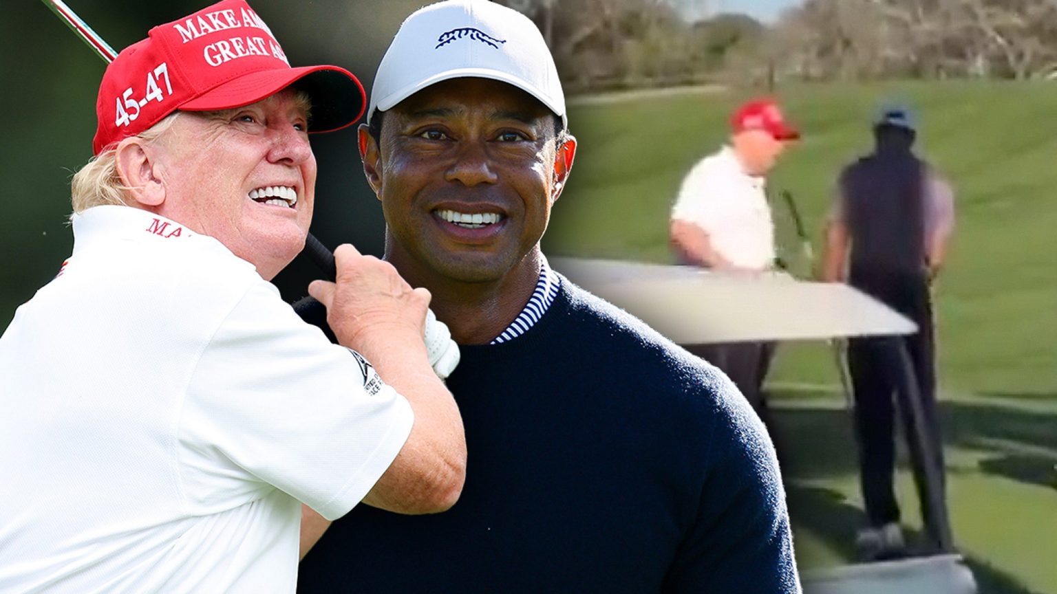 Golf Donald Trump dan Tiger Woods bersama sebelum Trump menghadiri Super Bowl