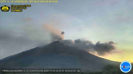 Gunung Lewotolok Kembali Erupsi, Tinggi Kolom Abu 300 meter