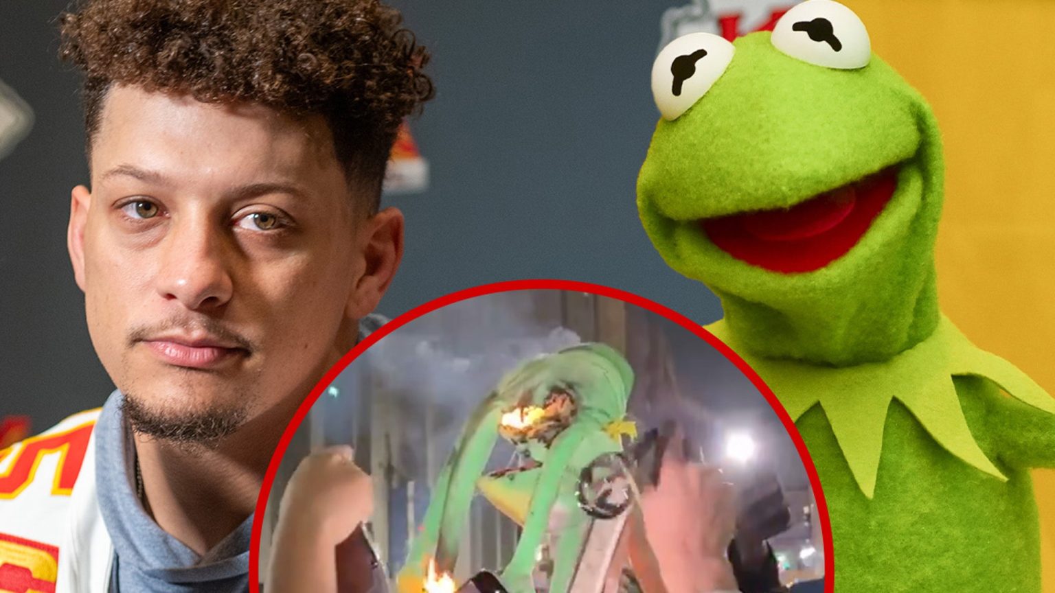 Penggemar Eagle Troll Patrick Mahomes, membakar Kermit Puppet setelah SB Lix menang