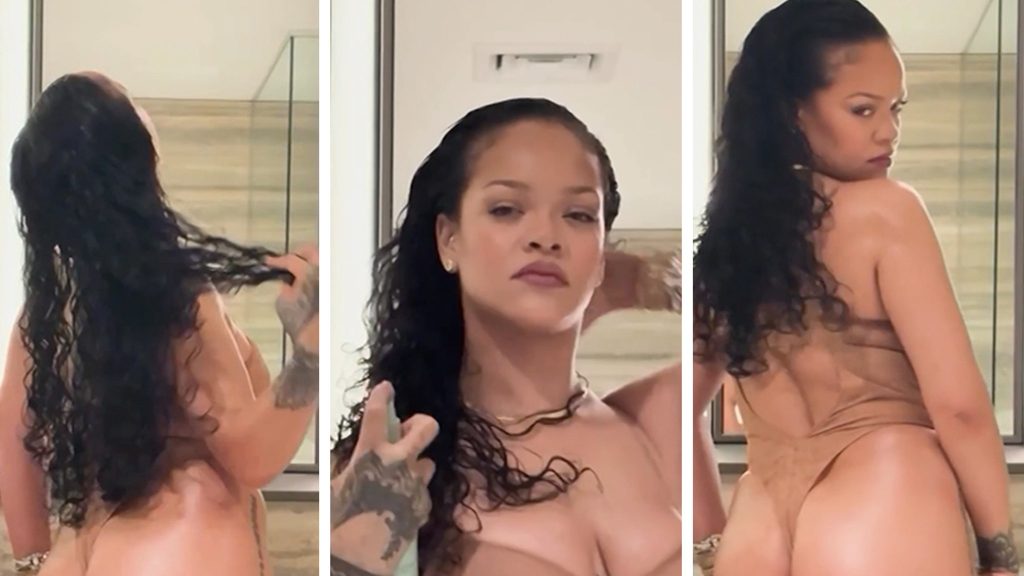 Rihanna memamerkan pantat dalam pakaian dalam saat mempromosikan produk rambut baru