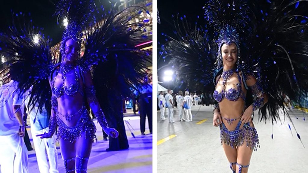 Irina Shayk Dancing Samba dalam Mengungkapkan Kostum di Karnaval Rio di Brasil