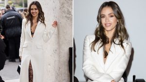 Jessica Alba berkulit putih panas di Paris Fashion Week